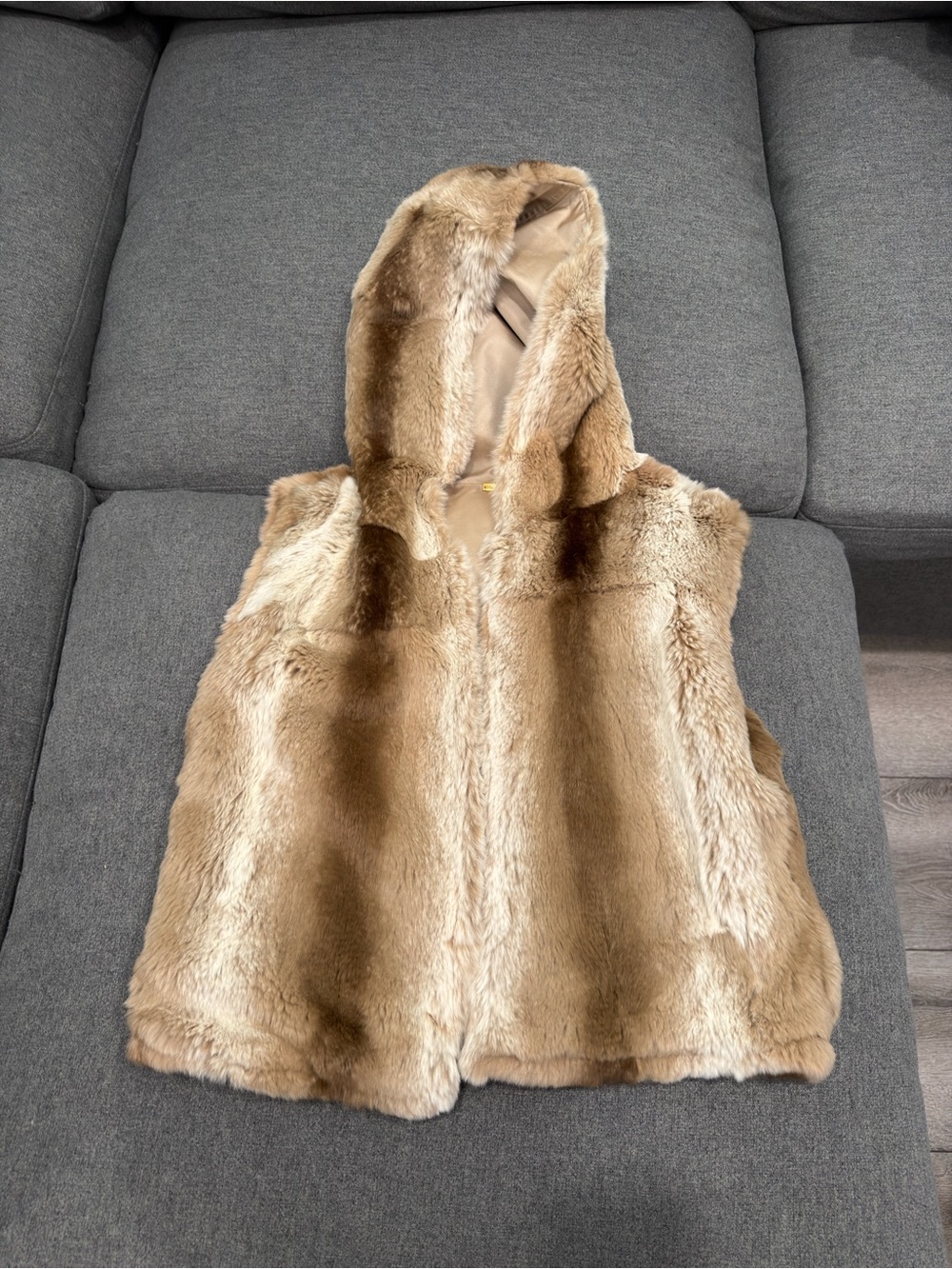 Reversible Fur Hooded Vest by St. John